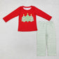 Baby Girl Red Christmas Tree Print Tunic Green Plaid Pants Set