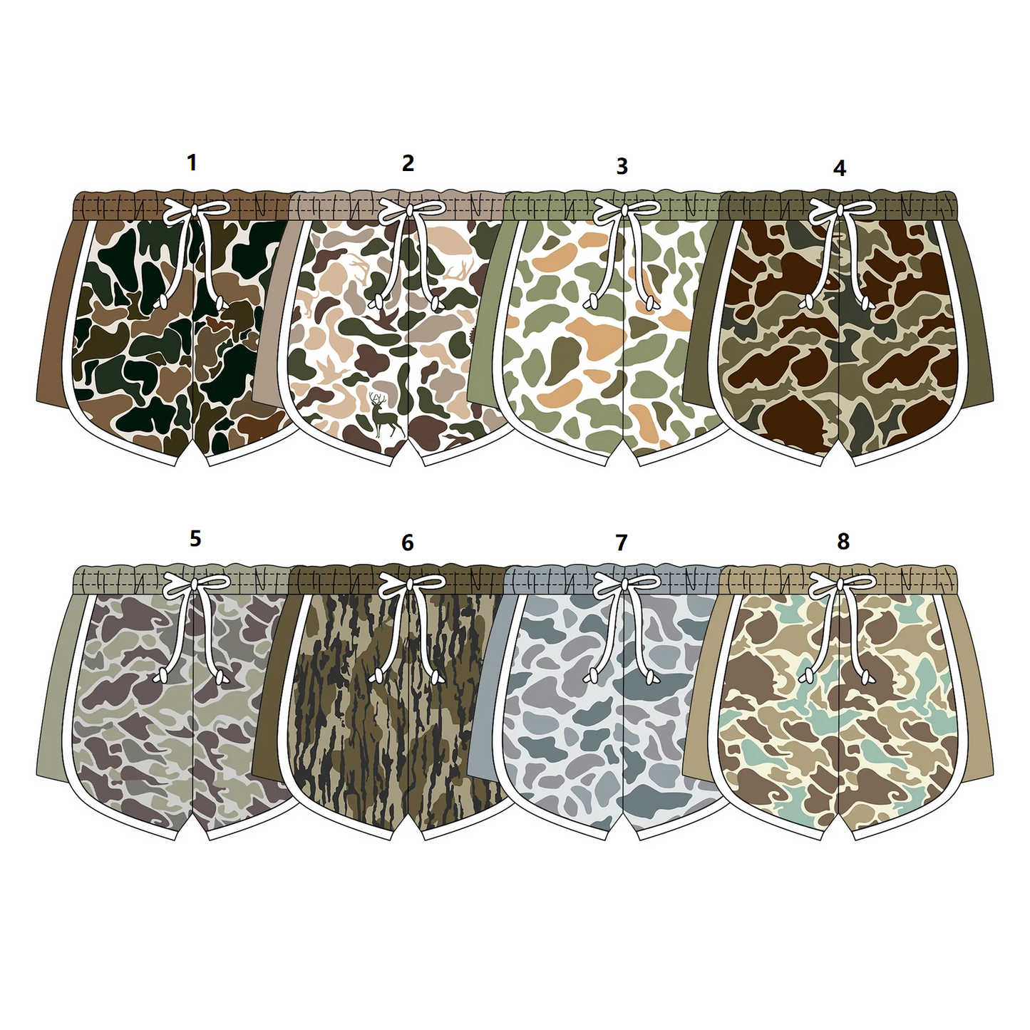 ( Moq 5 Each Style ) Sibling Baby Girls Toddler Camo Print Adjustable Shorts Summer Bottoms