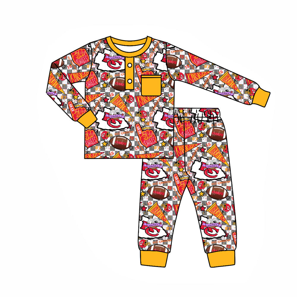 Baby Boy Long Sleeves KC Pocket Shirt Pants Fall Pajamas Clothes Team Set