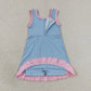 Baby Girls Kids Sleeveless Shorts Pink Scallop Blue Dress Yoga Active Clothes RTS