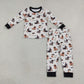 Baby Boys Kids Long Sleeves Halloween Shirt Dogs Pumpkins Pockets Pants Set Clothes RTS