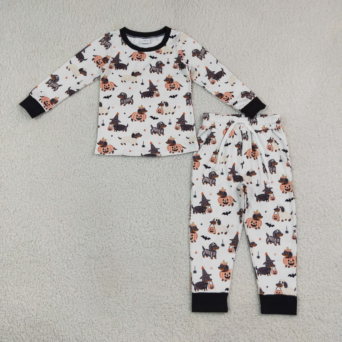Baby Boys Kids Long Sleeves Halloween Shirt Dogs Pumpkins Pockets Pants Set Clothes RTS