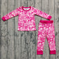 Baby Girl Long Sleeves Pink Bows Shirt Pants Pajamas Set RTS