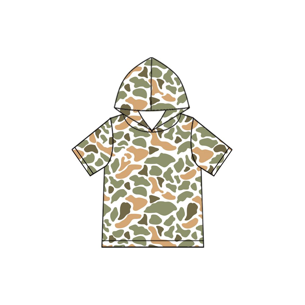 ( Moq 5 ) Preorder Baby Boys Kids Short Sleeves Hoodie Pullover Tops Camo Clothes