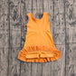 ( No moq ) Preorder Baby Girls Kids Sleeveless Shorts Knee Length Orange Dress Yoga Active Scallop Clothes
