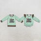 Sibling Baby Kids Toddler Long Sleeves Baby Girl Jesus Green Plaid Bubble Romper Shirt Christmas Clothes RTS