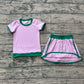 Baby Girls Kids Short Sleeves Shirt Shorts Pink Cotton Clothes Set RTS