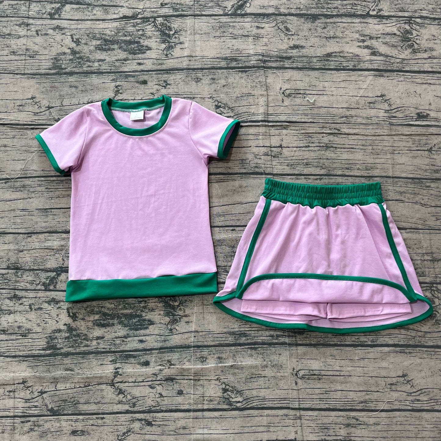 Baby Girls Kids Short Sleeves Shirt Shorts Pink Cotton Clothes Set RTS