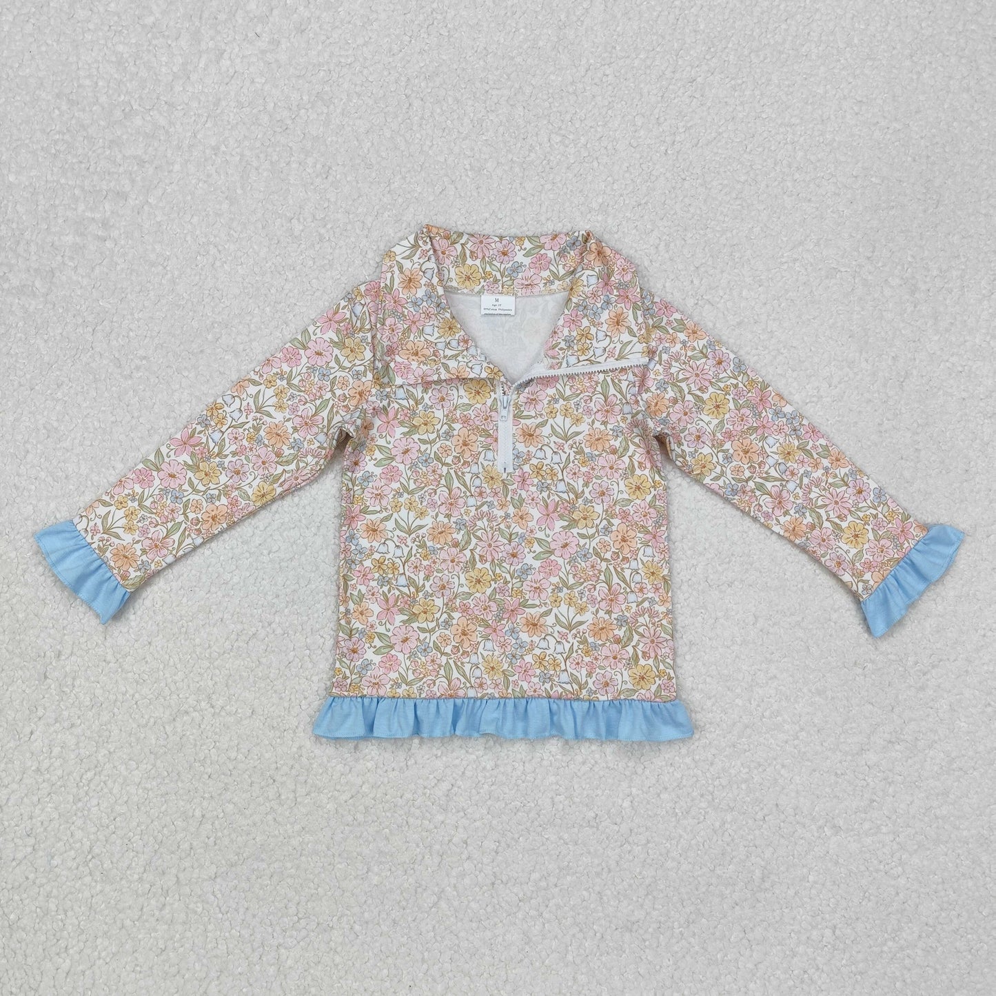 Baby Girl Long Sleeves Flower Zipper Pullover Tops