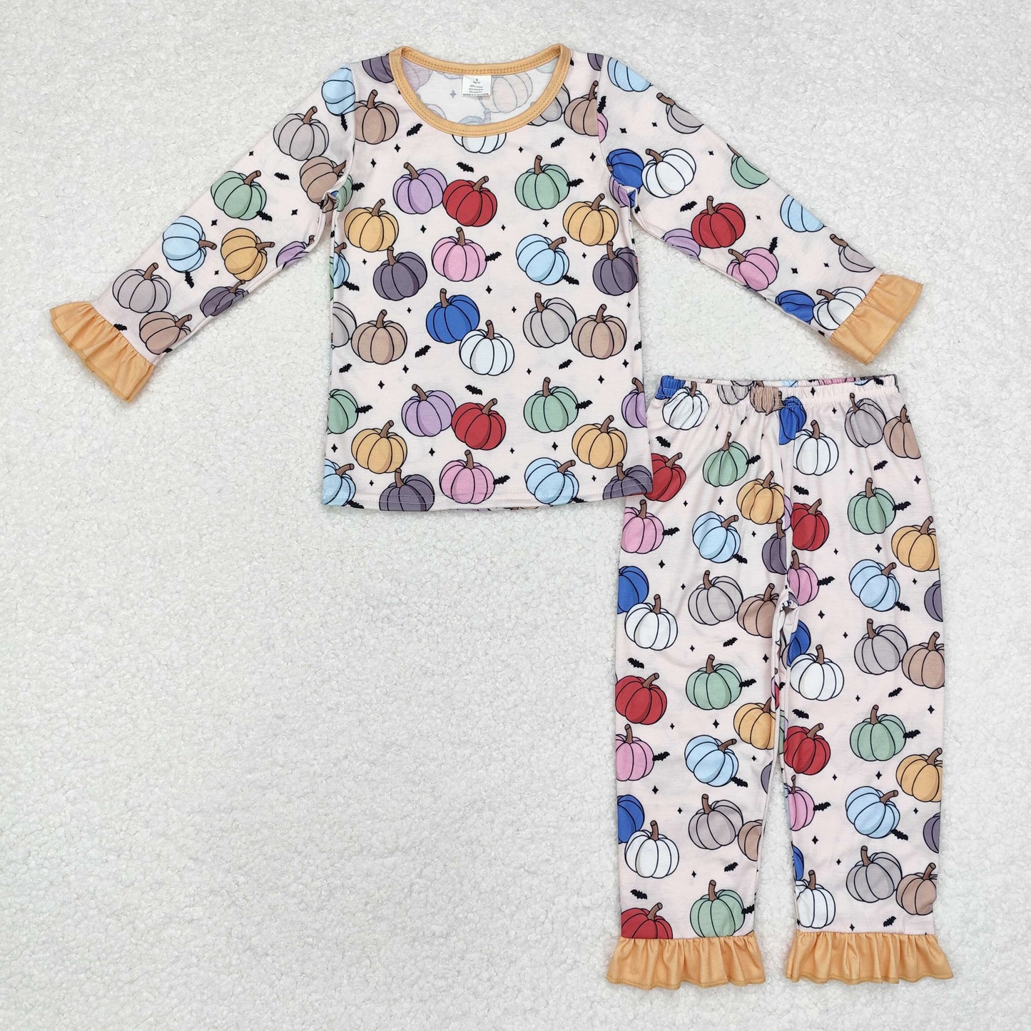 Baby Girl Fall Pumpkins Colorful Shirt Pants Pajamas Bamboo Set