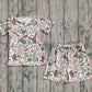 Toddler Kids Short Sleeves Deer Camo Shirt Shorts Hunting Pajamas Set RTS