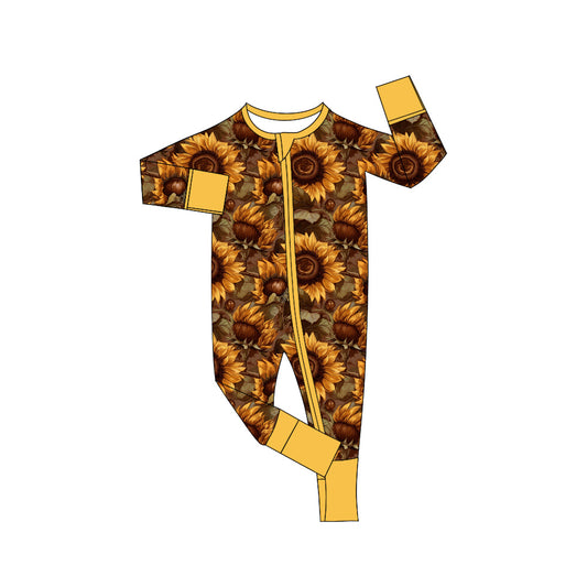 Baby Girl Infant Sunflower Zipper Romper