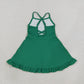 Baby Girls Kids Straps Green Ruffle Shorts Knee Length Yoga Active Dress RTS