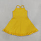 Baby Girls Kids Straps Yellow Ruffle Shorts Knee Length Yoga Active Dress RTS