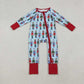 Sibling Boys Girls Long Sleeves Soldier Christmas Pajamas Zipper Romper Set Clothes RTS