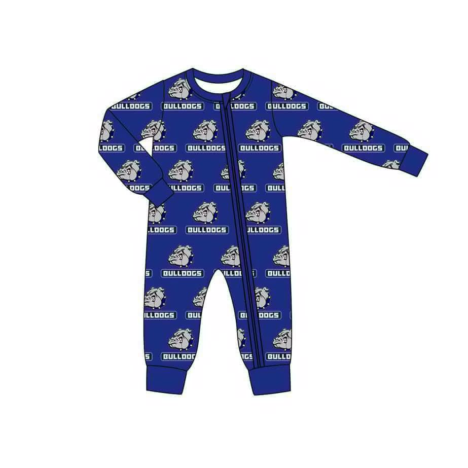 Baby Boy Infant Kids Long Sleeves Dogs Team Blue Zipper Romper Moq 5