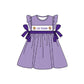 Baby Girl Team Purple Checkered Short Sleeves Dress