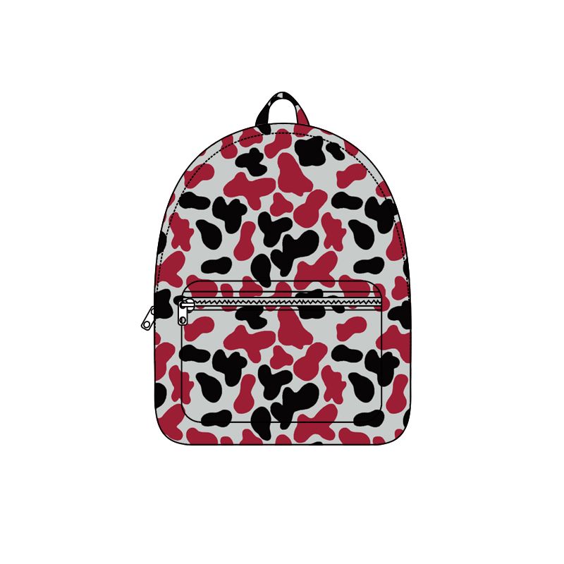 ( Moq 5 ) Preorder Baby Toddler Kids Red Black Camo Print Zipper Backpack Team Bag