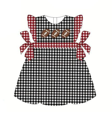 Moq 5 Baby Girl Short Sleeves Football Plaid Dress