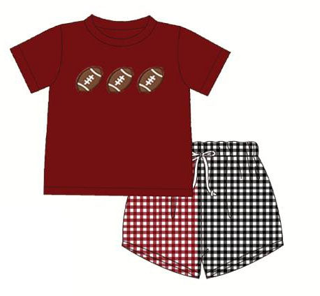 Moq 5 Baby Boy Short Sleeves Football Shirt Plaid Shorts Set