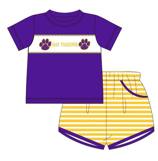 Moq 5 Baby Boy Purple Short Sleeves Shirt Pocket Shorts Set