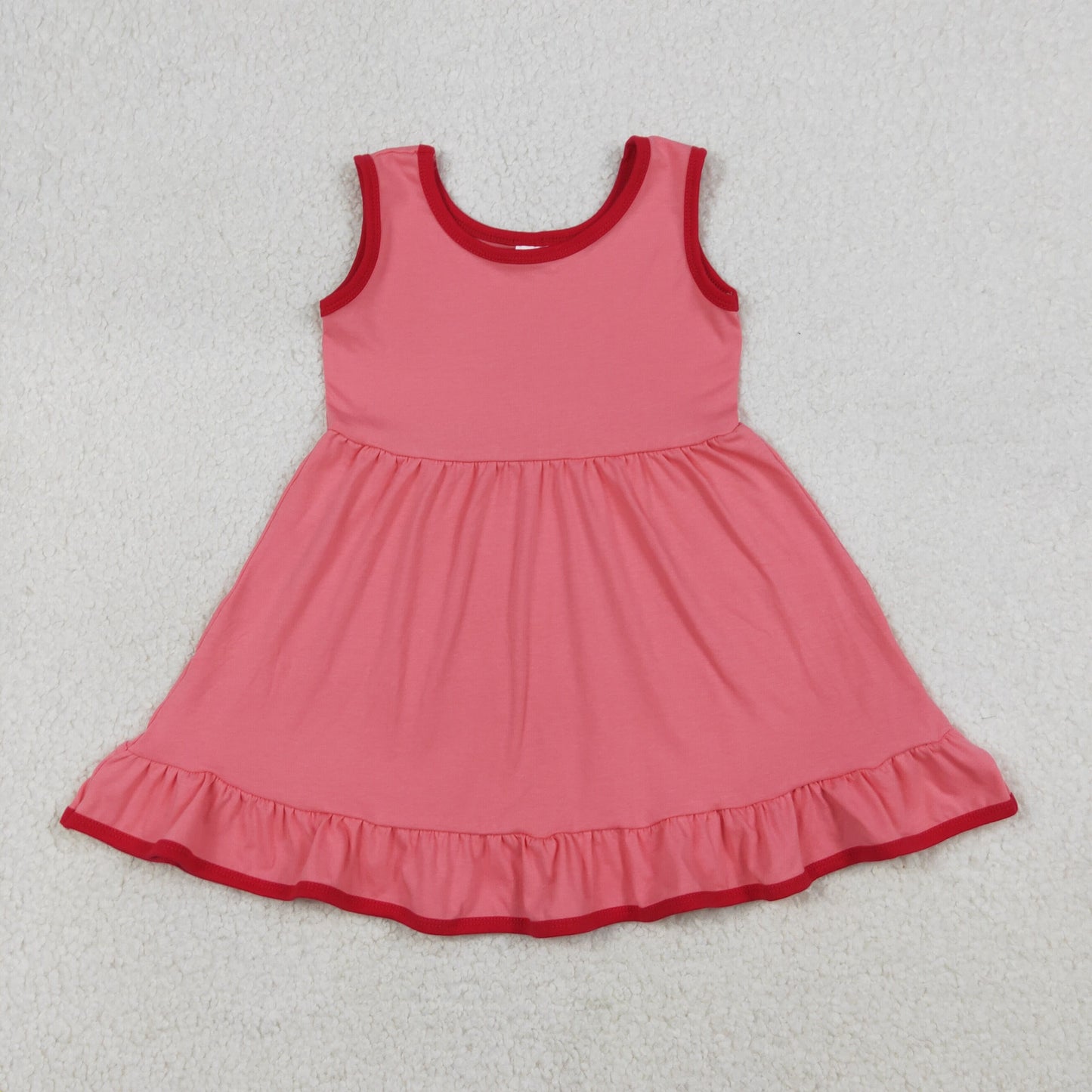 Baby Girls Kids Sleeveless Pink Cotton Ruffle Knee Length Dress RTS