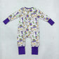 Baby Girls Kids Long Sleeves Crawfish Bows Mardi Gras Zipper Footie Sleeper Romper Clothes RTS