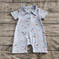 Baby Boy Short Sleeves Buttons Ducks Blue Romper RTS