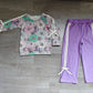 Baby Girls Kids Halloween Pumpkins Flower Bows Shirt Pockets Purple Pants Set RTS