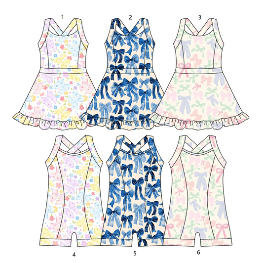 ( Moq 5 Each Style ) Toddler Baby Girl Sleeveless Bows Sibling Jumpsuit Dress Swimsuit 3.24