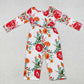 Baby Girl Long Sleeves Flower Fall Pocket Buttons Jumpsuit