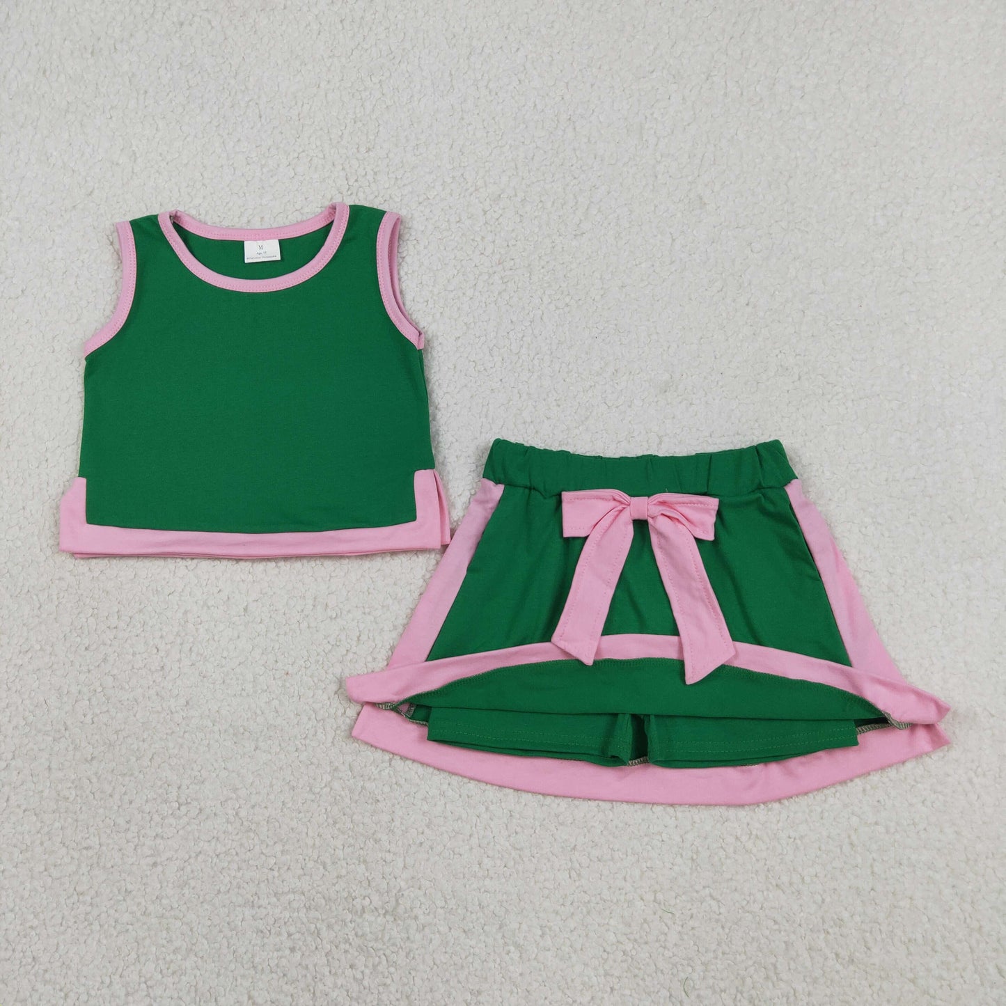Sibling Baby Girls Kids Sleeveless Cotton Tops Pockets Skirts Shorts Sets Summer Clothes RTS