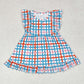 Baby Girl Short Sleeves Checkered Ruffle Dress