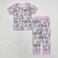 Baby Girl Short Sleeves Singer Shirt Pants Pajamas Purple Set