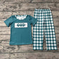 Baby Boy Child Of God Shirt Plaid Pants Pajamas Green Set