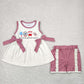 Baby Girl Sleeveless Bows Tunic Red Plaid Ruffle Shorts Set RTS