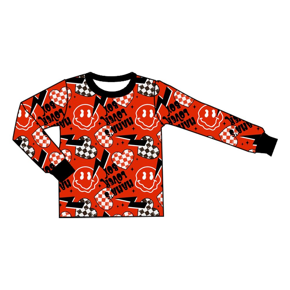 ( Moq 5 ) Preorder Baby Boys Kids Long Sleeves Checked Hearts Valentine Shirt Tops Clothes