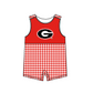 ( Moq 5 ) Baby Boys Kids Sleeveless G Red Plaid Team Summer Romper