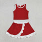 Baby Girls Kids Shirt Scallop Skirt Shorts Yoga Active Red Set Clothes RTS