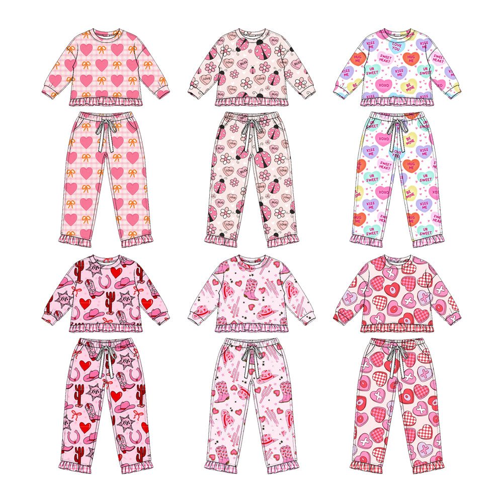 ( Moq 5 Each Style ) Sibling Baby Girls Kids Hearts Valentine Shirts Pants Sibling Sets Clothes