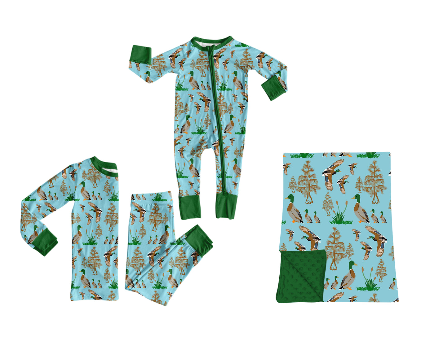 ( Moq 5 ) Sibling Baby Boys Kids Long Sleeves Ducks Zipper Romper Set Blanket Clothes