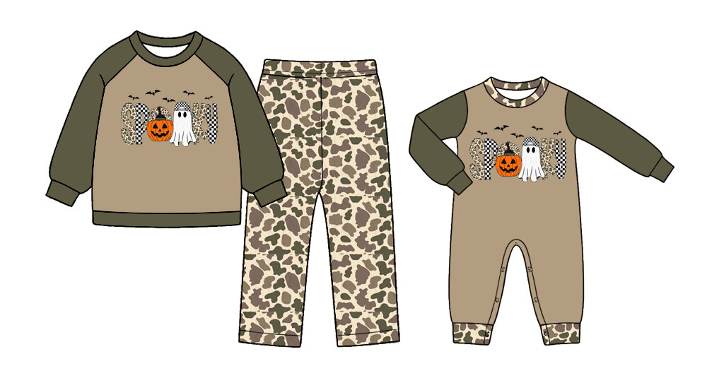 ( Moq 5 Each Style ) Baby Boys Kids Pumpkins Halloween Sibling Romper Set Clothes