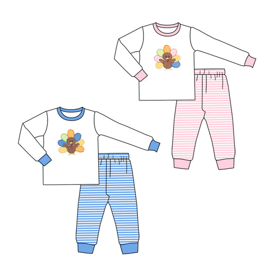 ( Moq 20 Each Style ) Sibling Baby Boys Girls turkey Shirts Stripes Pants Sibling Fall Pajamas Sets Clothes