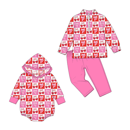 ( Moq 5 Each Style ) Sibling Baby Girls Kids Long Sleeves Bows Valentine Romper Set Clothes