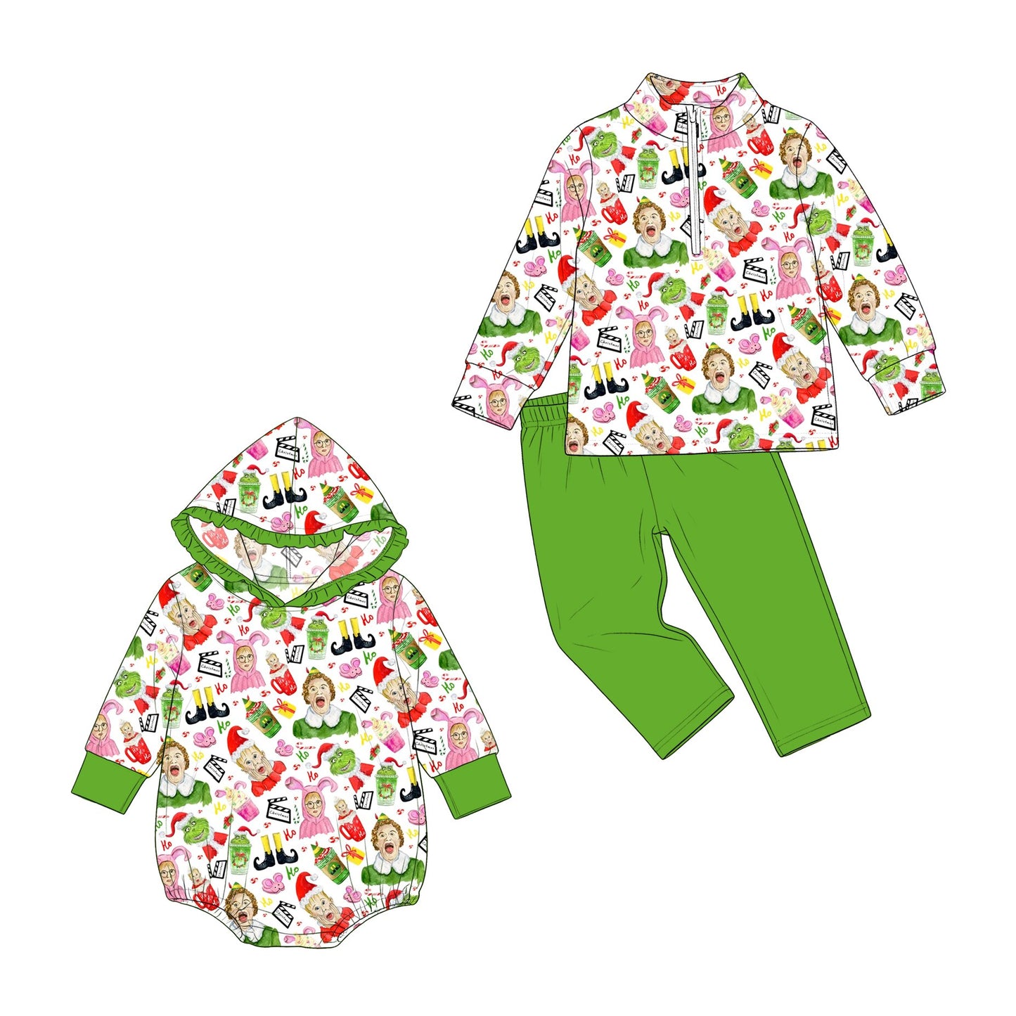 ( Moq 5 Each Style ) Sibling Baby Girls Kids Long Sleeves Christmas Romper Set Clothes