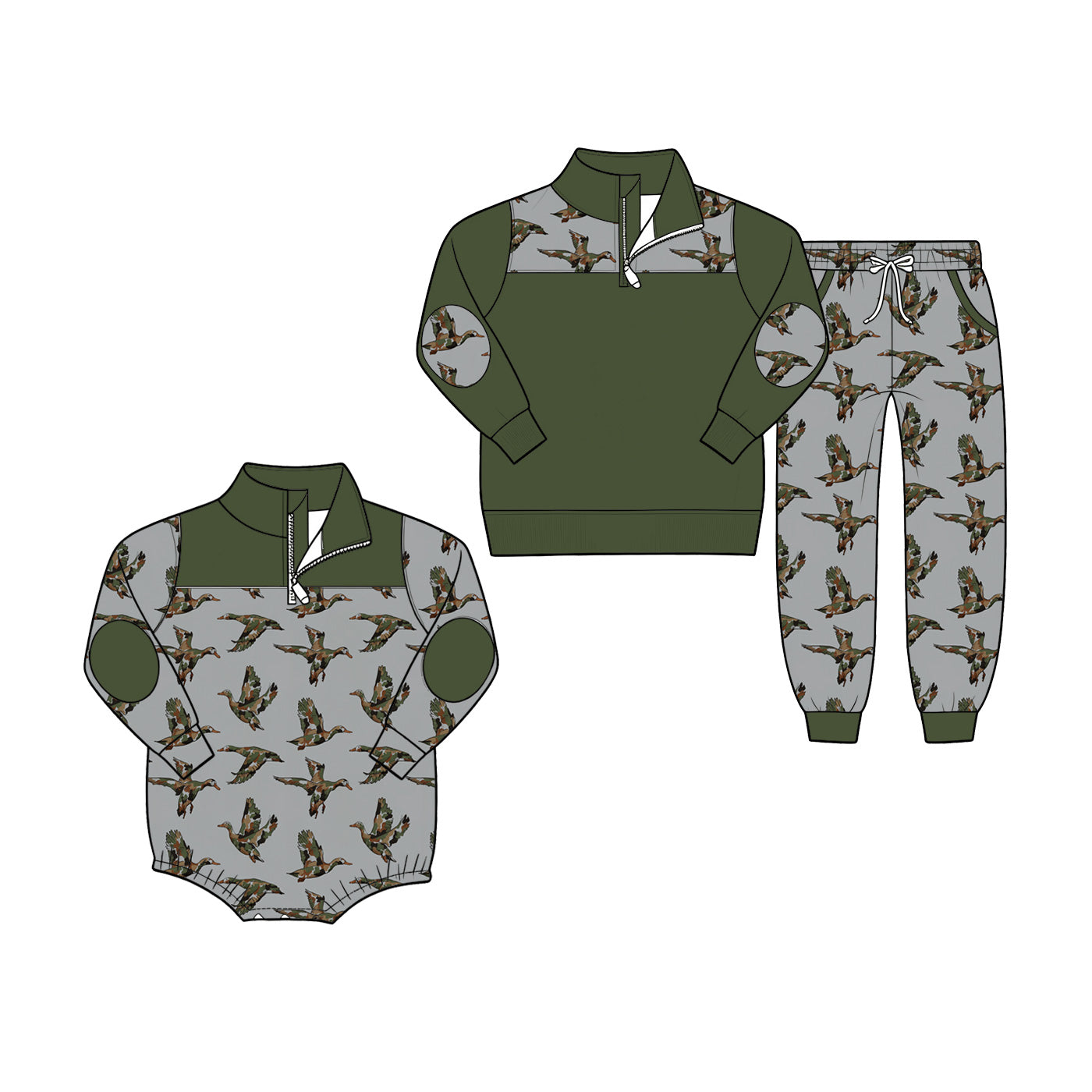 ( Moq 5 Each Style ) Sibling Baby Boys Kids Long Sleeves Ducks Romper Set Clothes