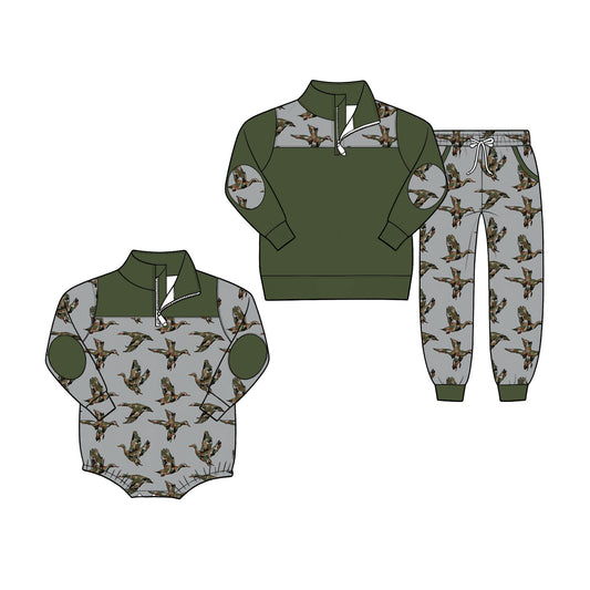 ( Moq 5 Each Style ) Sibling Baby Boys Kids Long Sleeves Ducks Romper Set Clothes