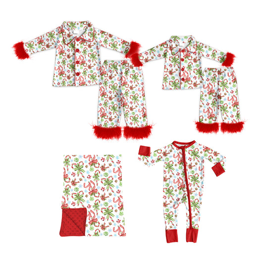 ( Moq 5 Each Style ) Baby Girl Adult Women Christmas Bows Sibling Mommy And Me Family Pajamas Sets Pajamas Blanket