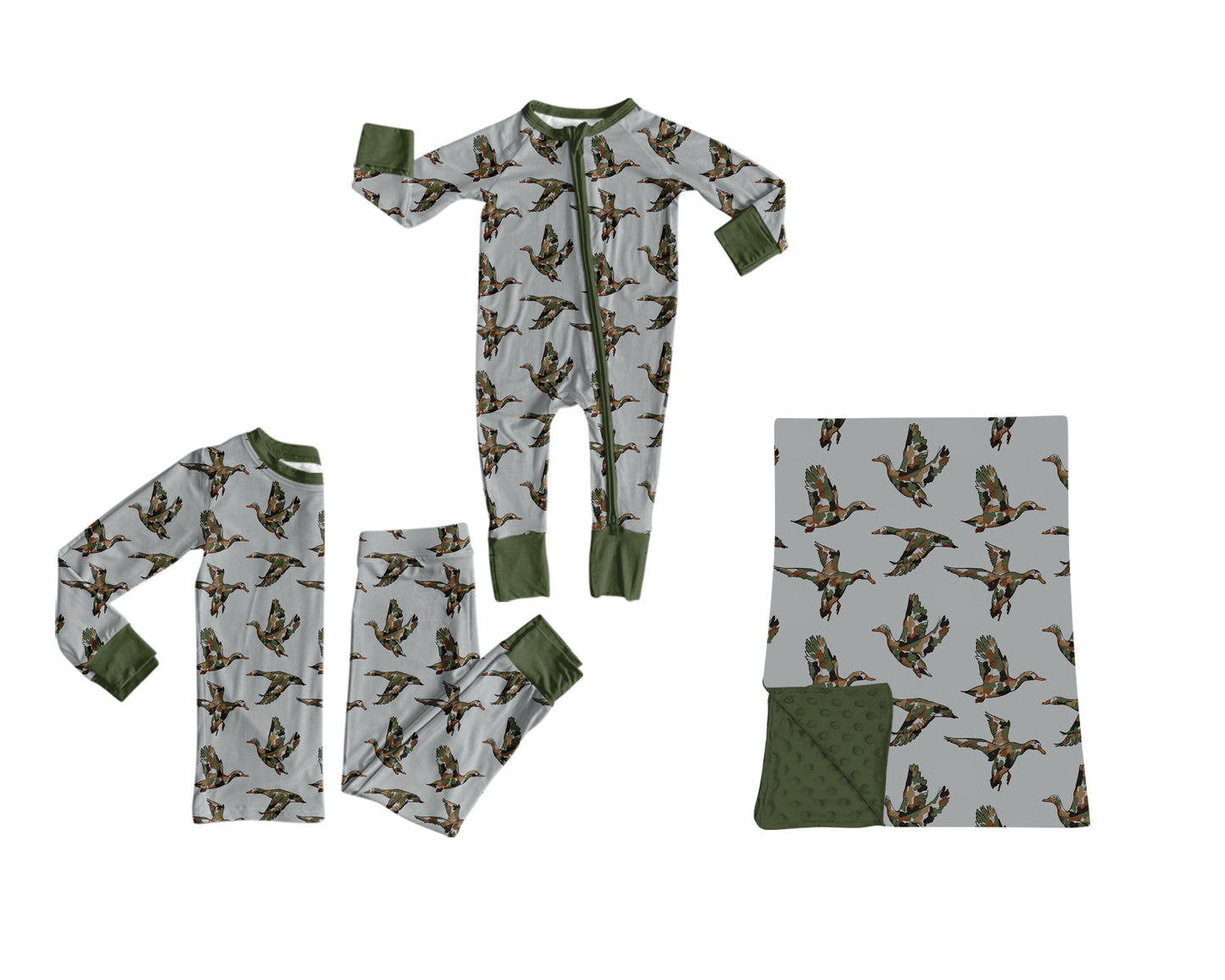 ( Moq 5 ) Sibling Baby Boys Kids Long Sleeves Ducks Zipper Romper Set Blanket Clothes