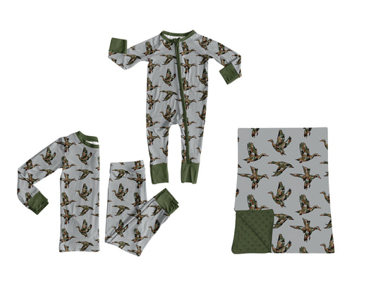 ( Moq 5 ) Sibling Baby Boys Kids Long Sleeves Ducks Zipper Romper Set Blanket Clothes
